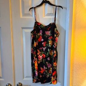 3/$16🎁Women's Floral Cami Dress Mini Breezy Style Black & Red Md